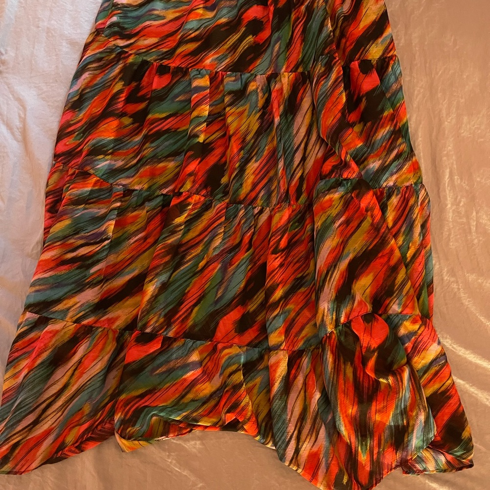 Lightweight Multi colored flare ankle length skirt